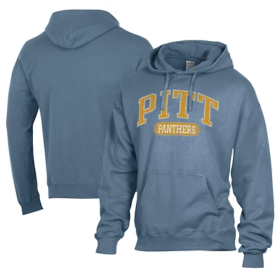 Men's Comfort Wash  Blue Pitt Panthers Lightweight Fleece Pullover Hoodie
