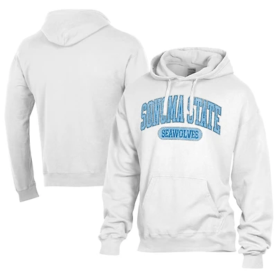 Men's Comfort Wash  White Sonoma State Seawolves Lightweight Fleece Pullover Hoodie
