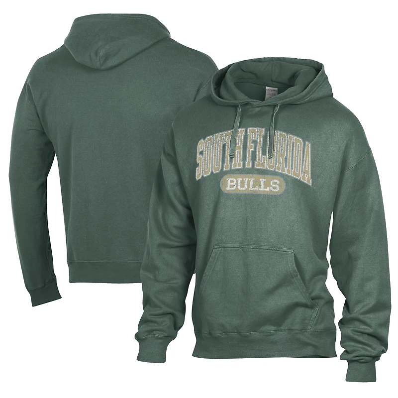 Men's Comfort Wash  Green South Florida Bulls Lightweight Fleece Pullover Hoodie