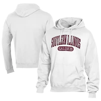 Men's Comfort Wash  White Southern Illinois Salukis Lightweight Fleece Pullover Hoodie