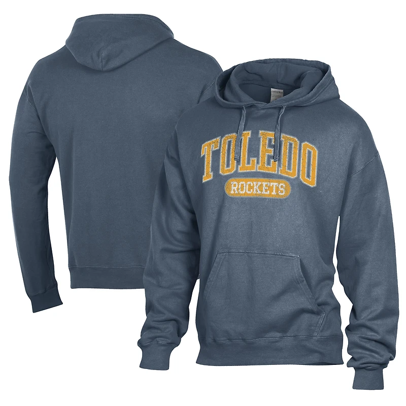 Men's Comfort Wash  Navy Toledo Rockets Lightweight Fleece Pullover Hoodie