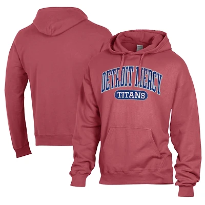Men's Comfort Wash  Red Detroit Mercy Titans Lightweight Fleece Pullover Hoodie