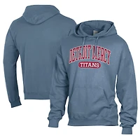 Men's Comfort Wash  Blue Detroit Mercy Titans Lightweight Fleece Pullover Hoodie