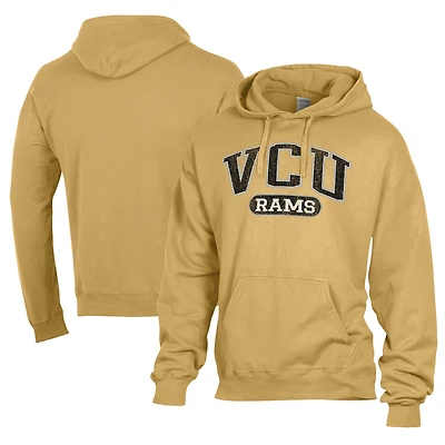 Men's Comfort Wash  Gold VCU Rams Lightweight Fleece Pullover Hoodie