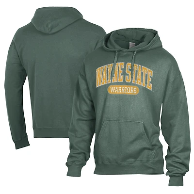 Men's Comfort Wash  Green Wayne State Warriors Lightweight Fleece Pullover Hoodie
