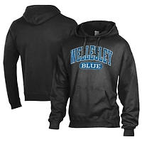 Men's Comfort Wash  Black Wellesley Blue Lightweight Fleece Pullover Hoodie