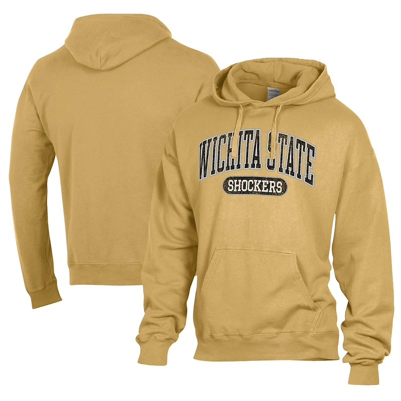 Men's Comfort Wash  Yellow Wichita State Shockers Lightweight Fleece Pullover Hoodie