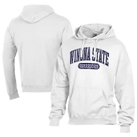 Men's Comfort Wash  White Winona State Warriors Lightweight Fleece Pullover Hoodie