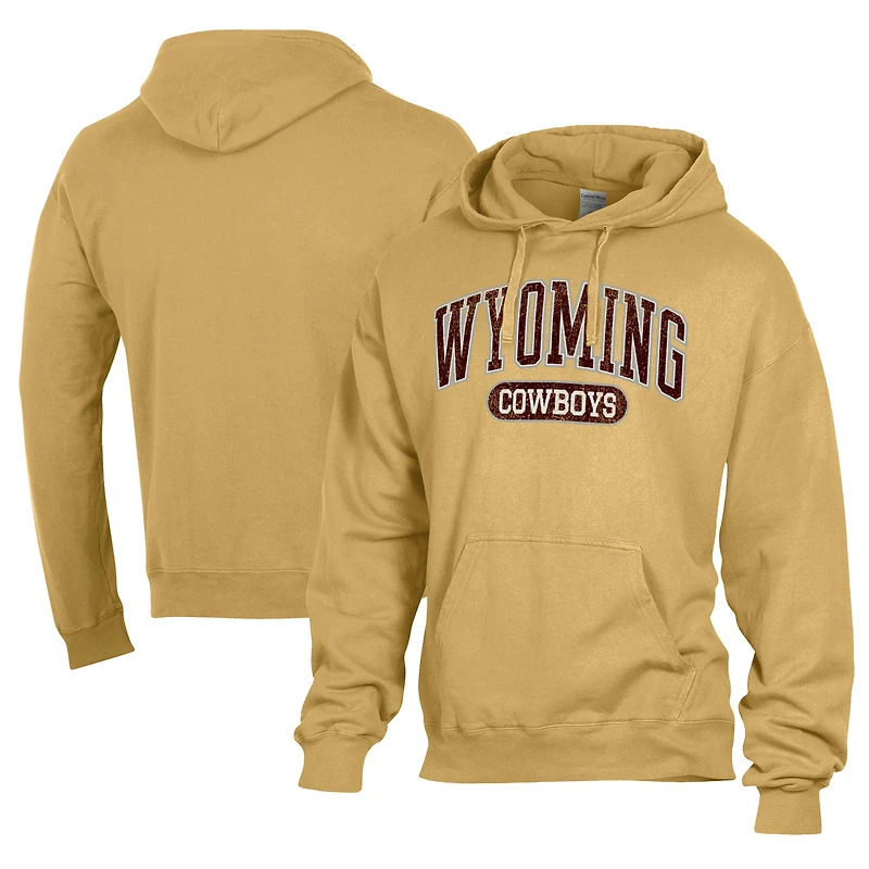 Men's Comfort Wash  Gold Wyoming Cowboys Lightweight Fleece Pullover Hoodie