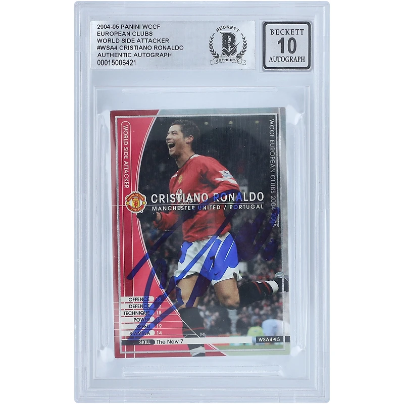 Cristiano Ronaldo Manchester United Autographed 2004-05 Panini WCCF European Clubs World Side Attacker Card