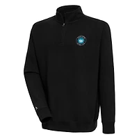 Men's Antigua Black Charlotte FC Victory Quarter-Zip Pullover Top