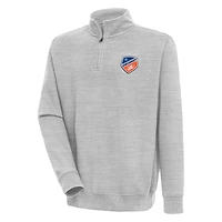 Men's Antigua Heather Gray FC Cincinnati Victory Quarter-Zip Pullover Top