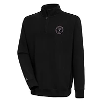 Men's Antigua Black Inter Miami CF Victory Quarter-Zip Pullover Top