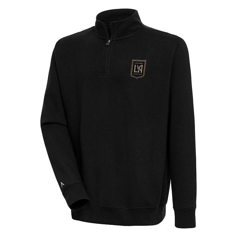 Men's Antigua Black LAFC Victory Quarter-Zip Pullover Top