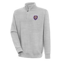 Men's Antigua Heather Gray Orlando City SC Victory Quarter-Zip Pullover Top