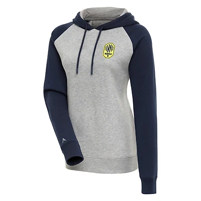 Women's Antigua  Heather Gray Nashville SC Victory Raglan Sleeve Pullover Hoodie