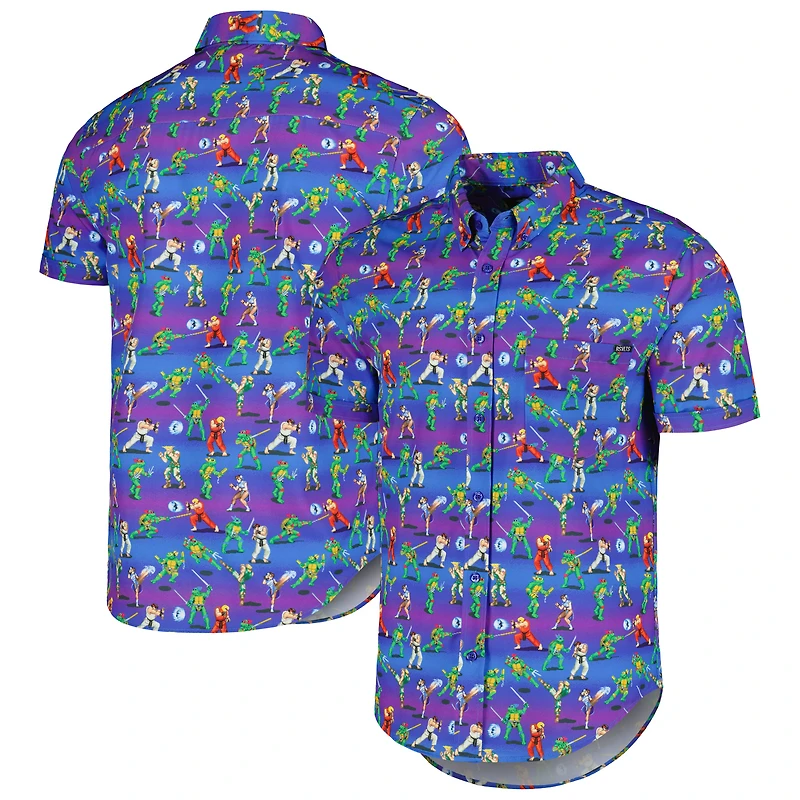 Men's RSVLTS Purple Teenage Mutant Ninja Turtles x Street Fighter Battle of the Bits KUNUFLEX Button-Down Shirt