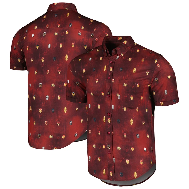 Men's RSVLTS Maroon Iron Man Lil Starks KUNUFLEX Button-Down Shirt