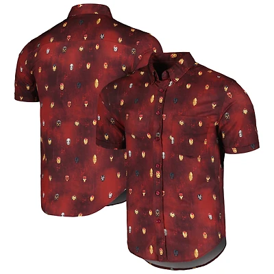 Men's RSVLTS Maroon Iron Man Lil Starks KUNUFLEX Button-Down Shirt