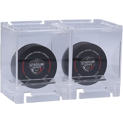 Acrylic Stackable & Collapsible Two Hockey Puck Display Cases