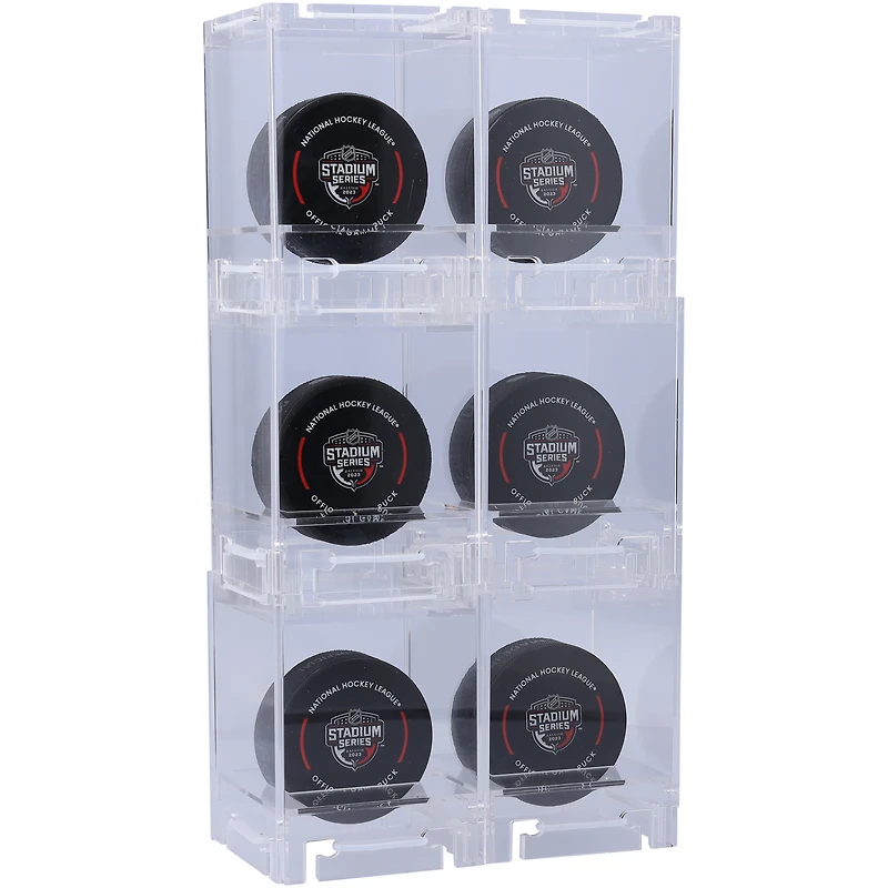 Acrylic Stackable & Collapsible Six Hockey Puck Display Cases