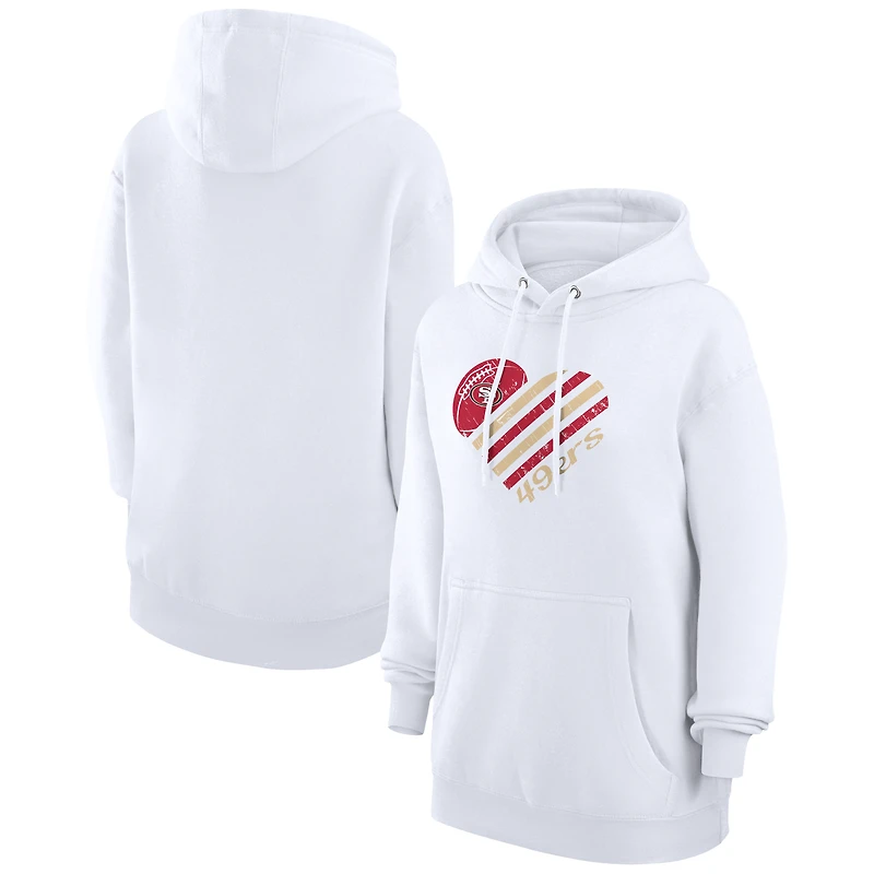 Women's G-III 4Her by Carl Banks  White San Francisco 49ers Heart Graphic Fleece Pullover Hoodie