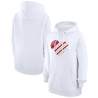 Women's G-III 4Her by Carl Banks  White San Francisco 49ers Heart Graphic Fleece Pullover Hoodie