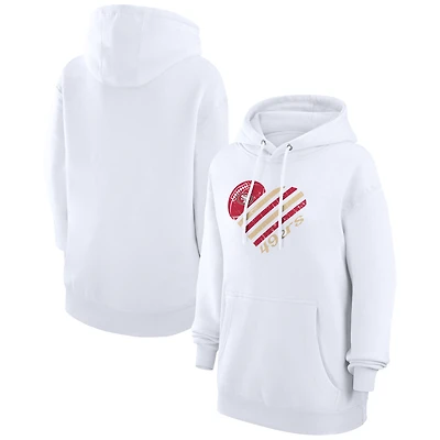 Women's G-III 4Her by Carl Banks  White San Francisco 49ers Heart Graphic Fleece Pullover Hoodie