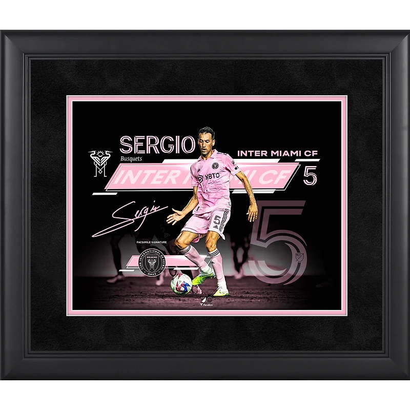 Sergio Busquets Inter Miami CF Facsimile Signature Framed 11" x 14" Collage