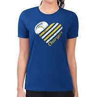 Women's G-III 4Her by Carl Banks  Royal Los Angeles Chargers Super-Slim Fit Lightweight Heart V-Neck T-Shirt
