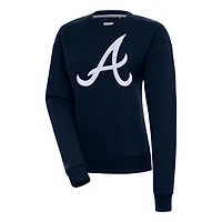 Women's Antigua  Navy Atlanta Braves Victory Chenille Pullover Sweatshirt