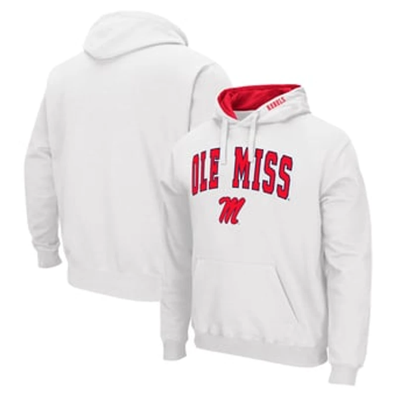 Men's Colosseum  White Ole Miss Rebels Arch & Logo Hoodie