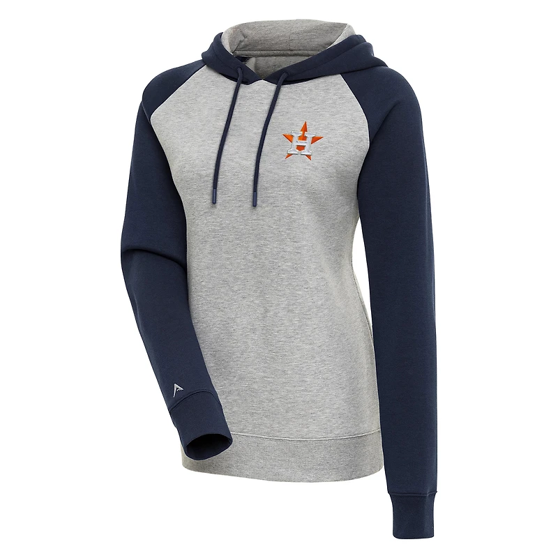 Women's Antigua  Heather Gray/Navy Houston Astros Victory Raglan Sleeve Pullover Hoodie