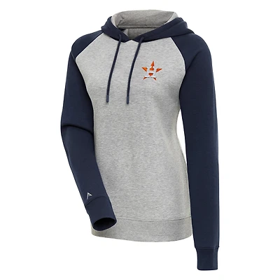 Women's Antigua  Heather Gray/Navy Houston Astros Victory Raglan Sleeve Pullover Hoodie