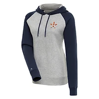 Women's Antigua  Heather Gray/Navy Houston Astros Victory Raglan Sleeve Pullover Hoodie