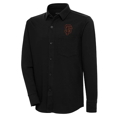 Men's Antigua  Black San Francisco Giants Steamer Button-Up Shacket