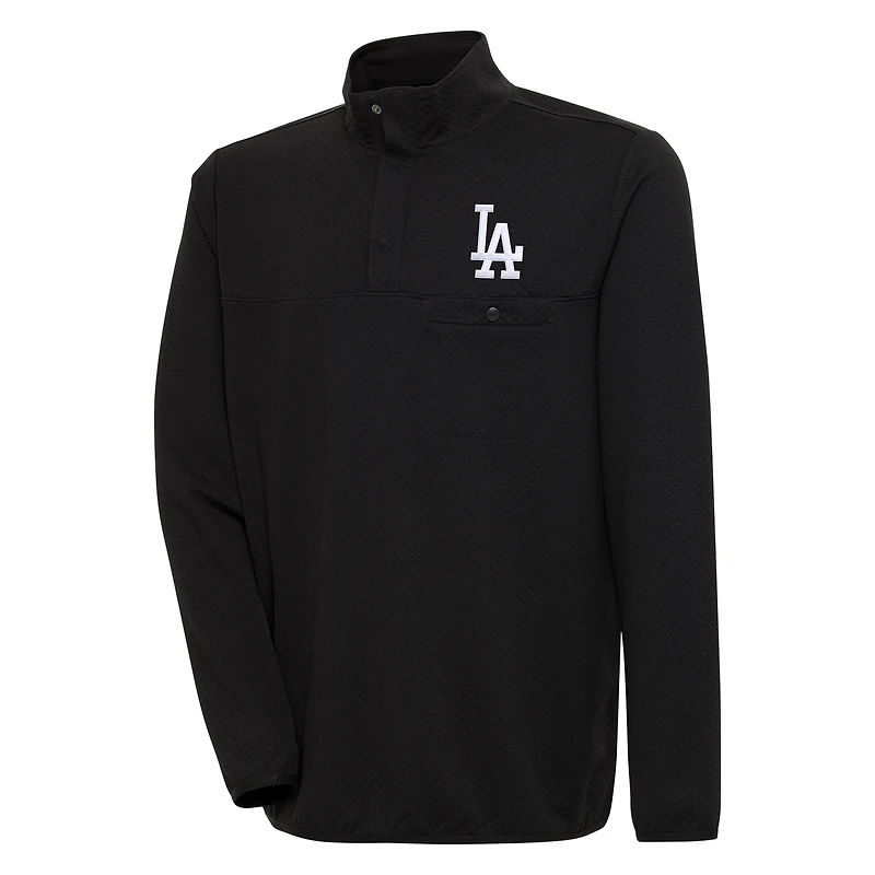 Men's Antigua  Black Los Angeles Dodgers Steamer Quarter-Snap Pullover Jacket