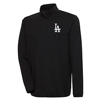 Men's Antigua  Black Los Angeles Dodgers Steamer Quarter-Snap Pullover Jacket