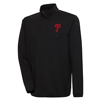 Men's Antigua  Black Philadelphia Phillies Steamer Quarter-Snap Pullover Jacket