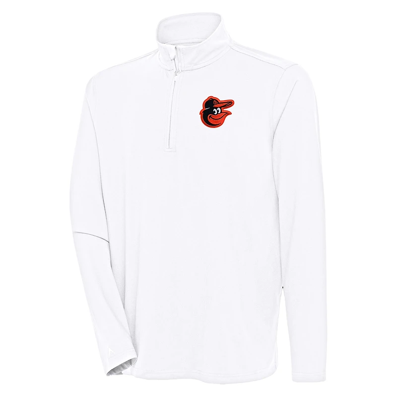 Men's Antigua White Baltimore Orioles Hunk Quarter-Zip Pullover Top