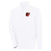 Men's Antigua  White Baltimore Orioles Hunk Quarter-Zip Pullover Top
