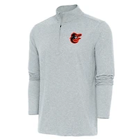 Men's Antigua  Heather Gray Baltimore Orioles Hunk Quarter-Zip Pullover Top
