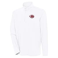 Men's Antigua  White Cincinnati Reds Hunk Quarter-Zip Pullover Top