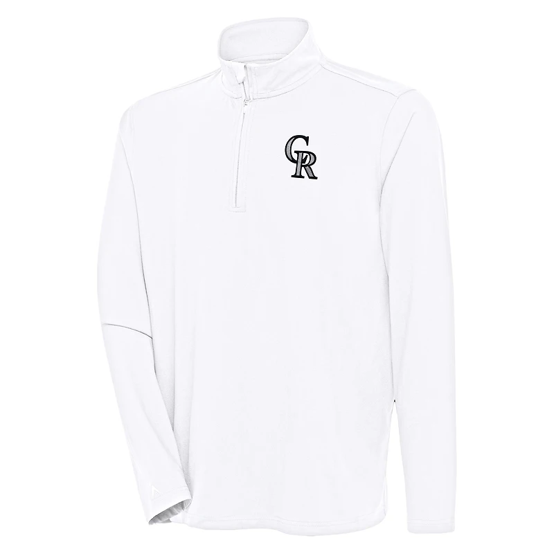 Men's Antigua White Colorado Rockies Hunk Quarter-Zip Pullover Top