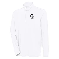 Men's Antigua  White Colorado Rockies Hunk Quarter-Zip Pullover Top