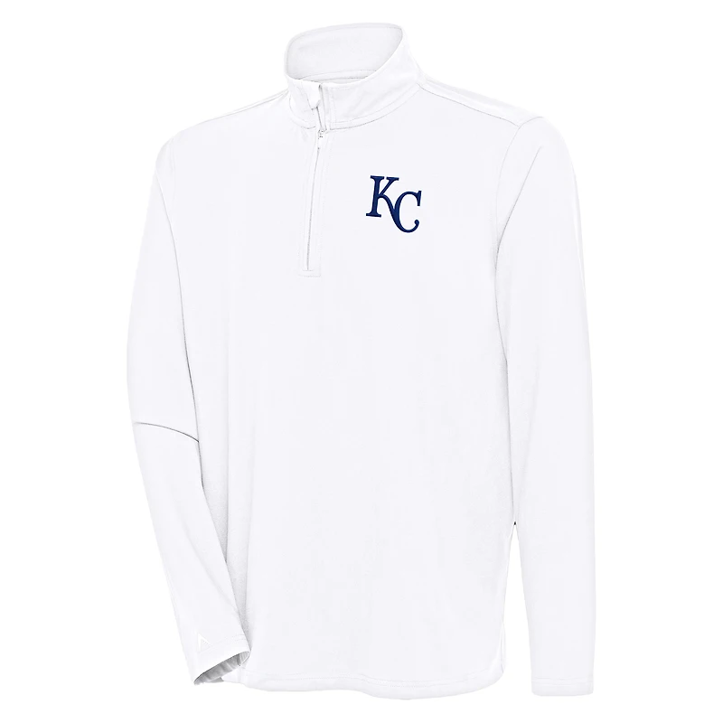 Men's Antigua White Kansas City Royals Hunk Quarter-Zip Pullover Top