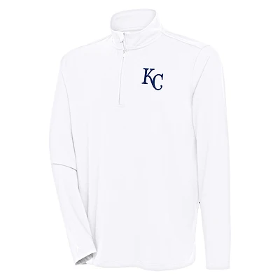 Men's Antigua White Kansas City Royals Hunk Quarter-Zip Pullover Top