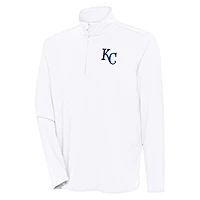 Men's Antigua  White Kansas City Royals Hunk Quarter-Zip Pullover Top