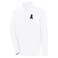 Men's Antigua  White Los Angeles Angels Hunk Quarter-Zip Pullover Top