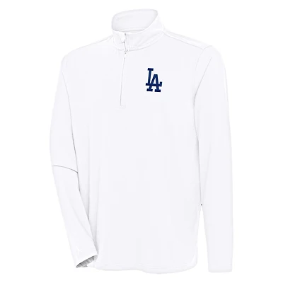 Men's Antigua  White Los Angeles Dodgers Hunk Quarter-Zip Pullover Top